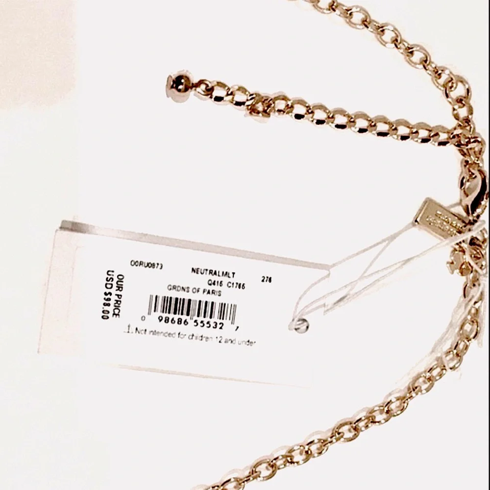 🆕Kate Spade Statement Necklace ‘Gardens of Paris’ Neutral Multi Stone Gold Chain